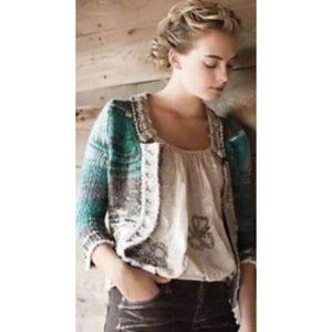 ANTHROPOLOGIE Shae Cropped Wool Blend Cardigan M